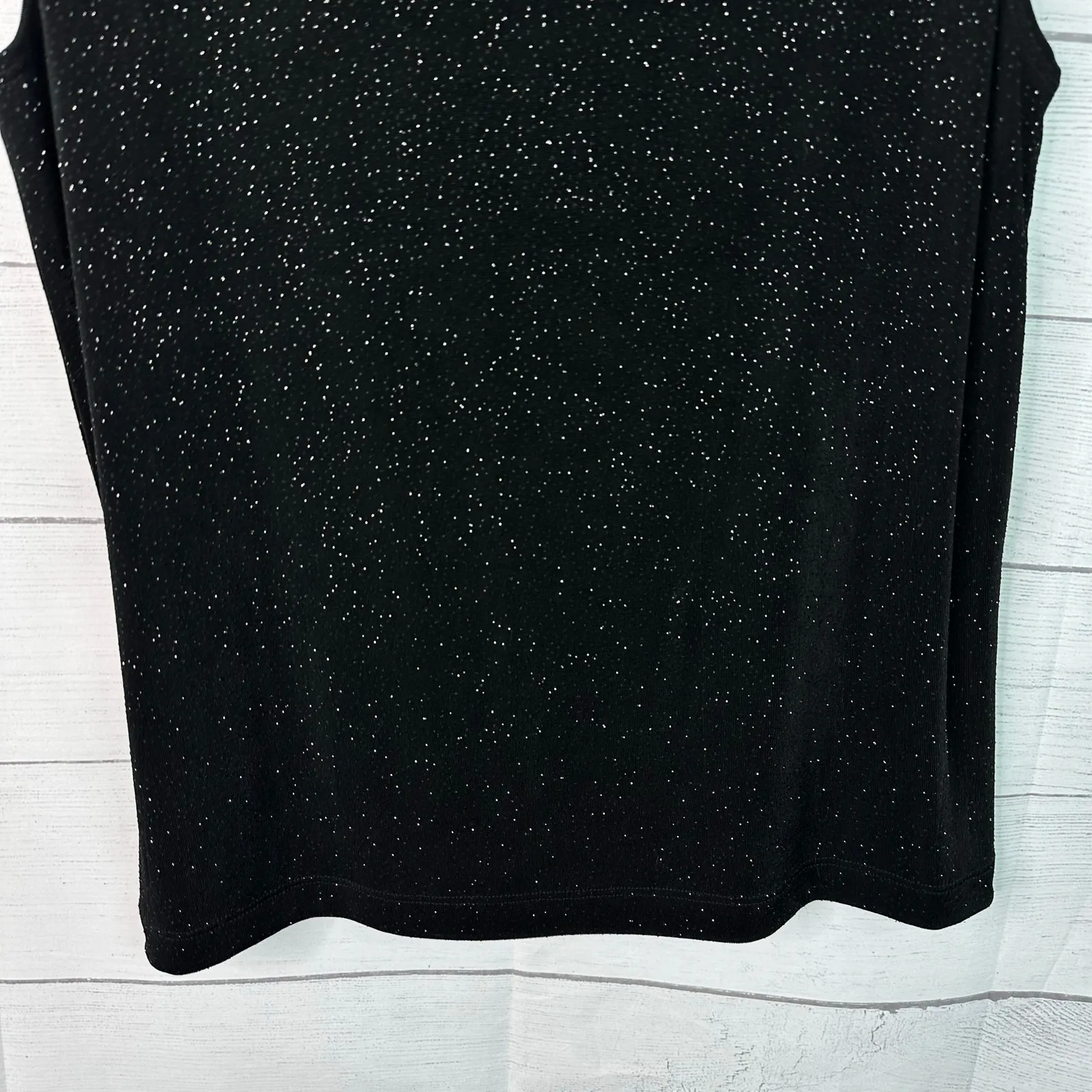 Chicos Travelers Womens size 2 US Large 12 Sparkly Slinky Tank Top Black - Image 6