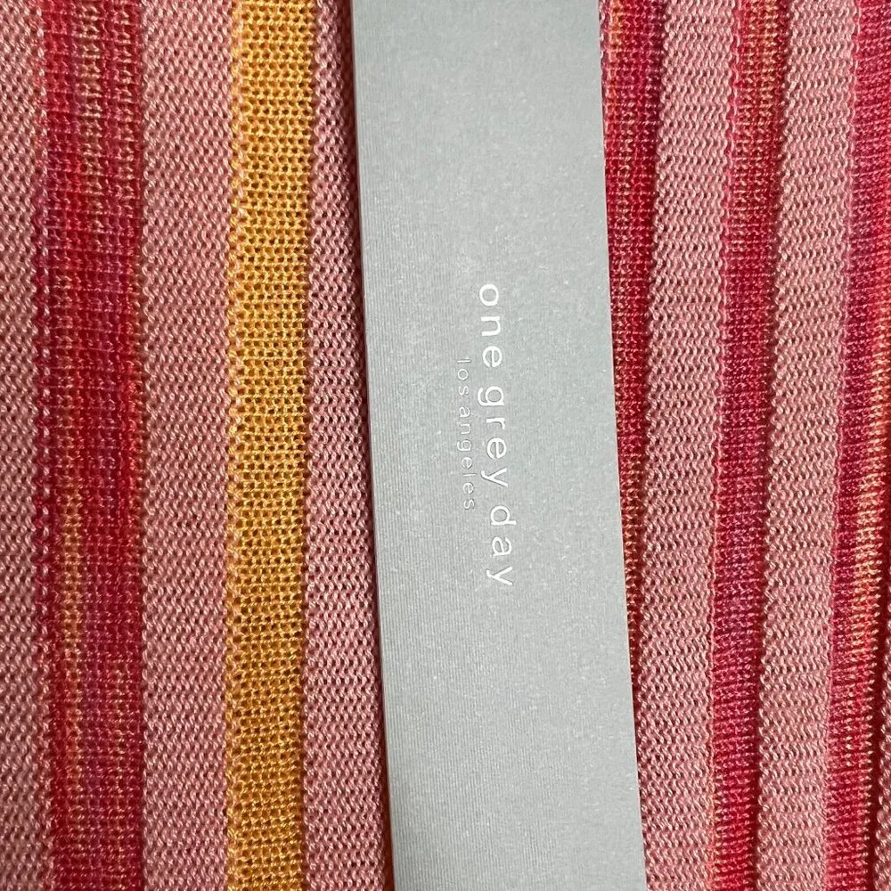 NWT One‎ Grey Day Lightweight Viscose Knit Tank Stripe Pink Yellow XS - Image 2