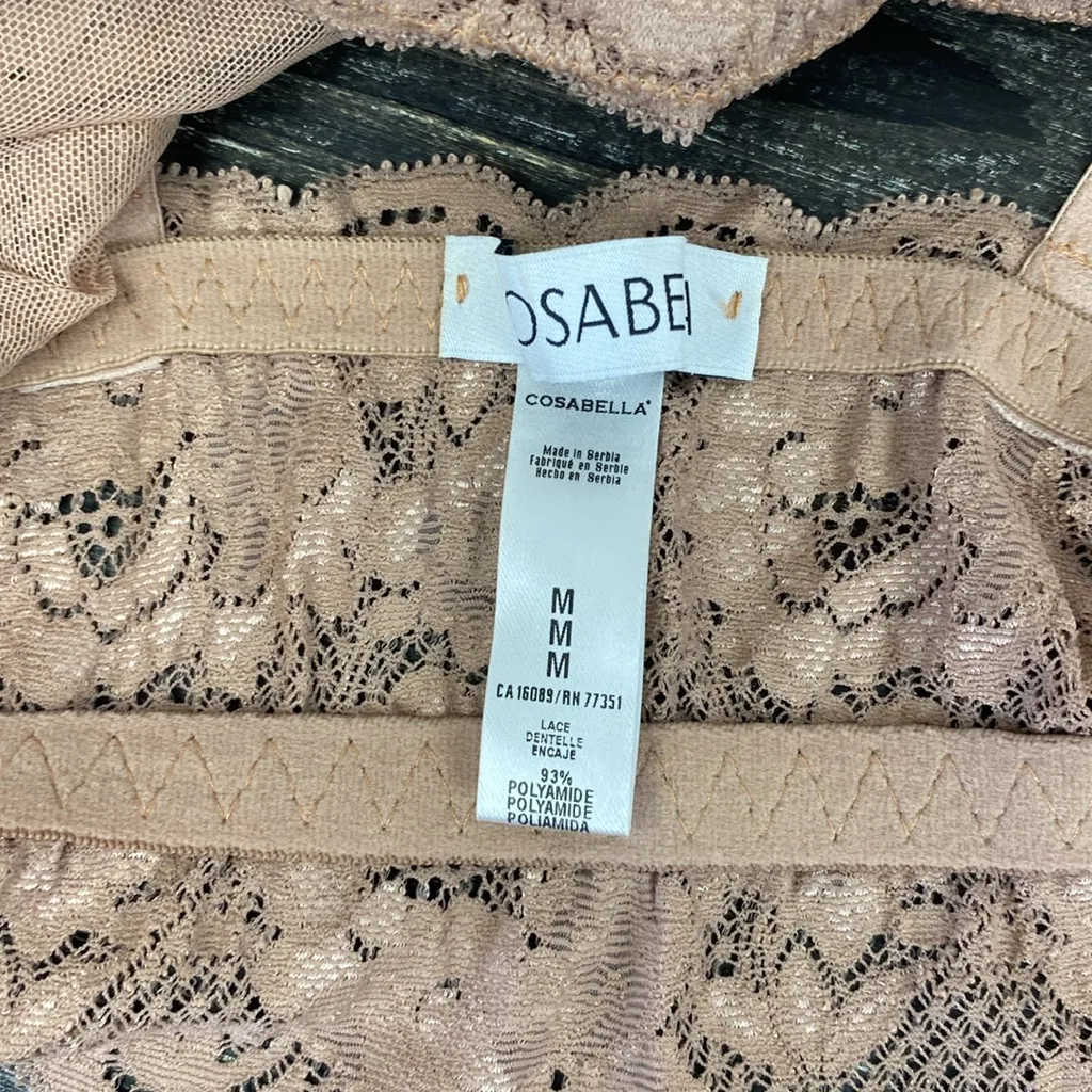 Cosabella Tan Unlined Wire Free Lace Bralette Bra M - Image 3