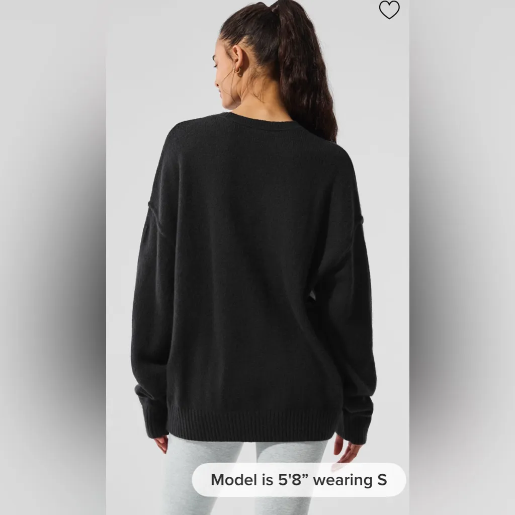 ALO Yoga NWT Unisex Wool Cashmere New Class Crewneck Sweater Black Size M - Image 4