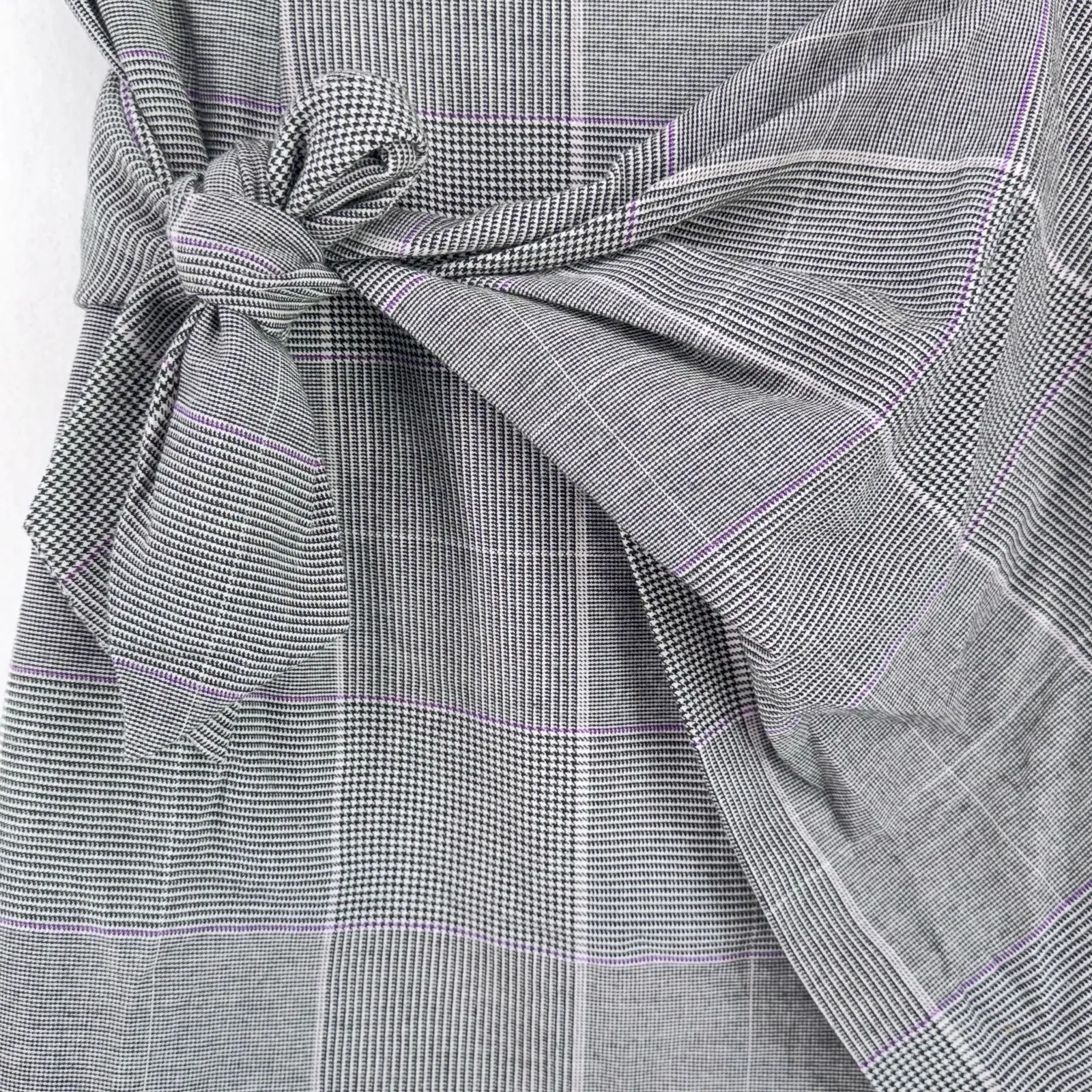 Who What Wear Plaid Mini Skirt Size 2 Preppy Asymmetrical Bow Tie Waist Stretch - Image 4