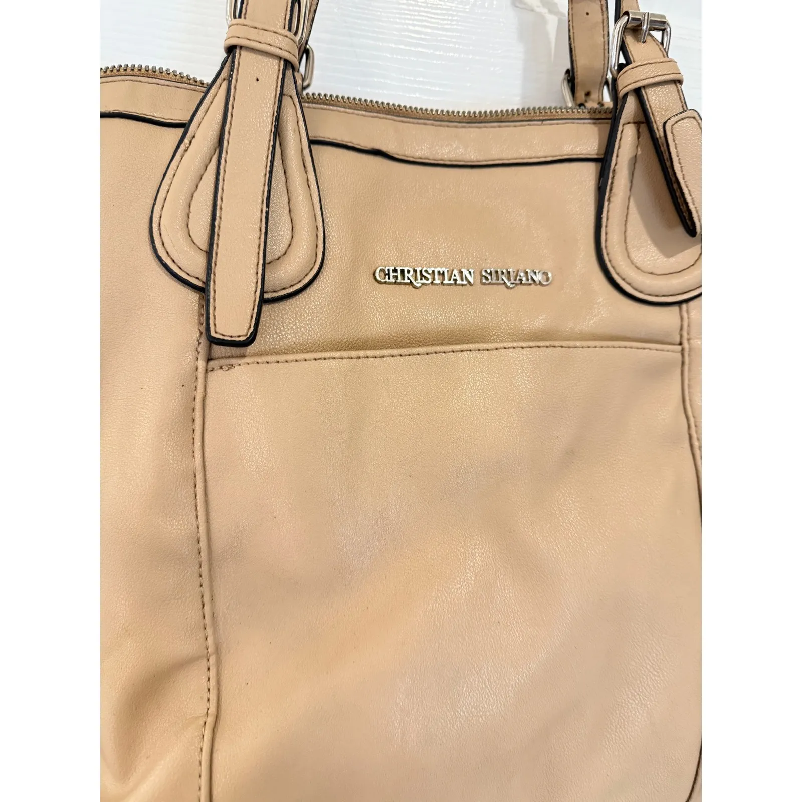 Christian Siriano Satchel‎ Shoulder Bag Beige Purse Handbag Tan - Image 2