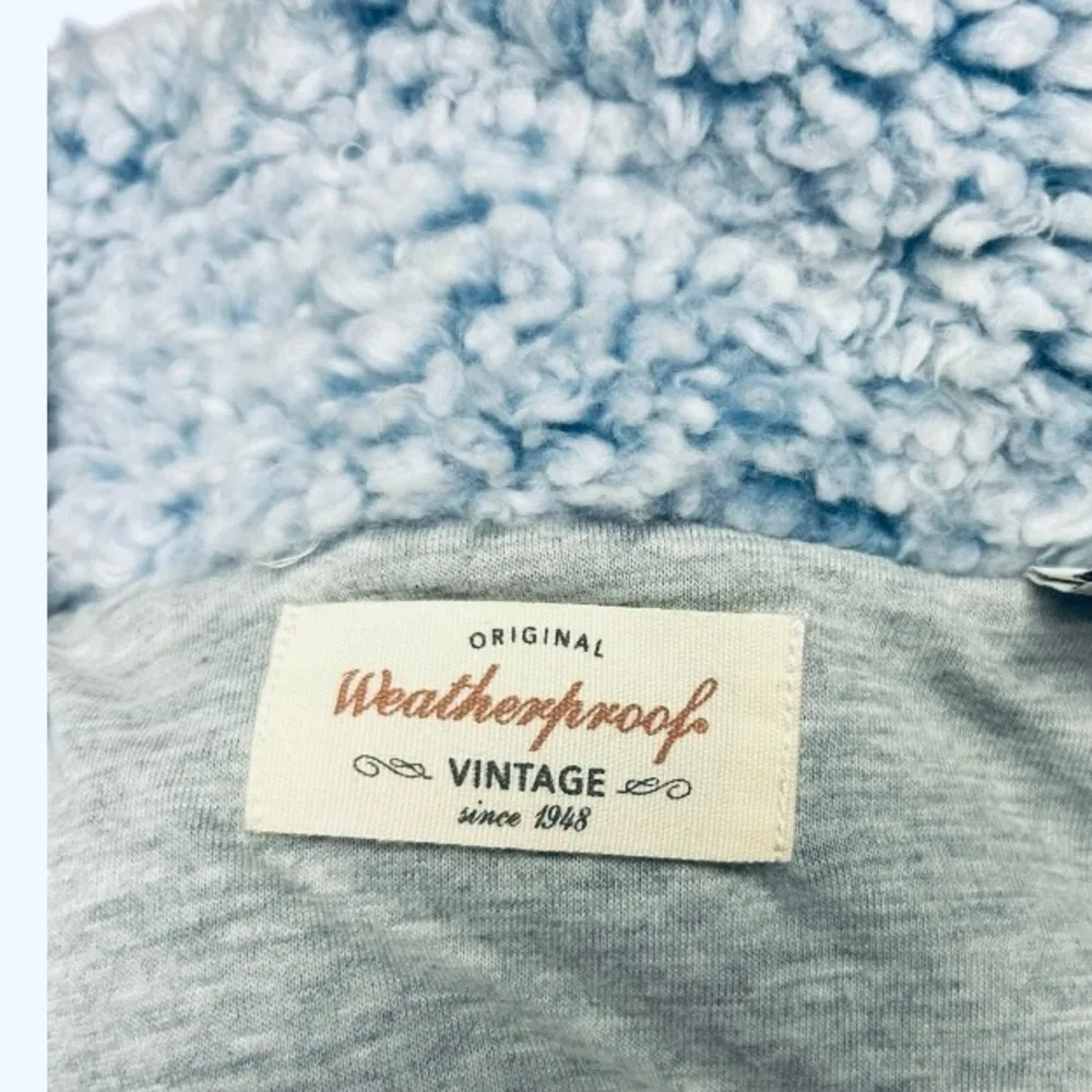Weatherproof Vintage Baby Blue Heather 3/4 Zip Sherpa Pullover Size L COZY - Image 8