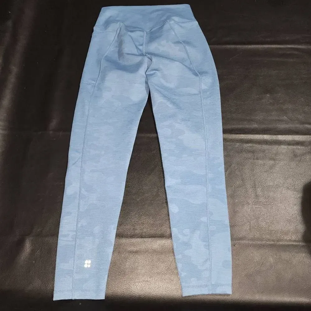 Sweaty Betty Womens Blue Camouflage Super Sculpt 7/8‎ Length Leggings Small - Image 2