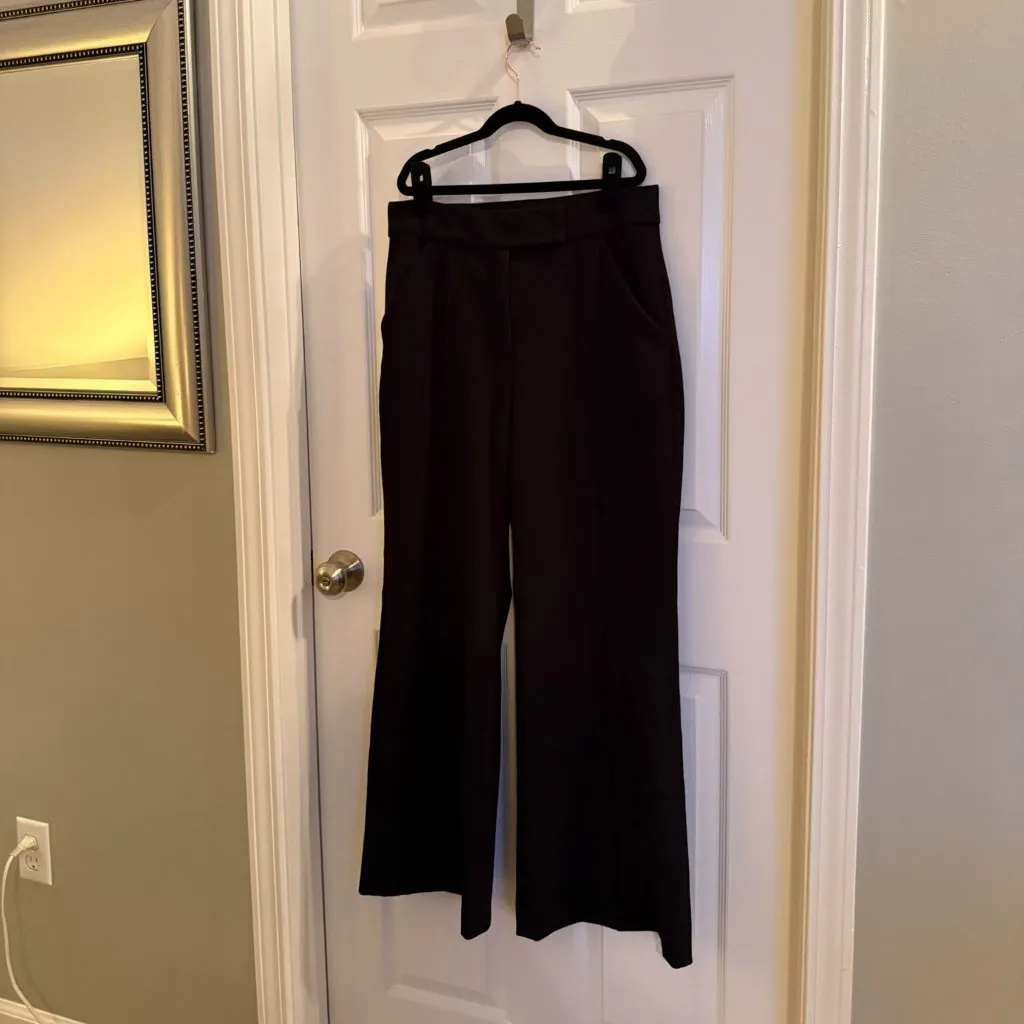 Black Express Flare Trouser Pants Vertical Accent Seam Super High Rise 10S Short  - Image 2