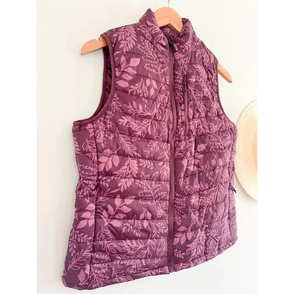 Eddie Bauer | NWT Apline Vest Lightweight | Mauve Wine Leafy Print | Sz S - Image 2