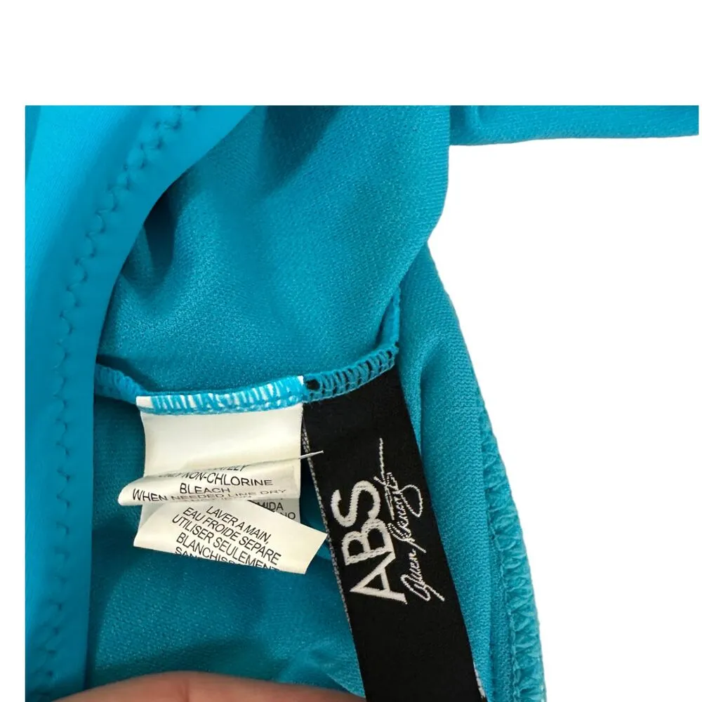 ABS Allen Schwartz Lagoon Blue Skirted One Piece Swimsuit Size 14 NEW - Image 4