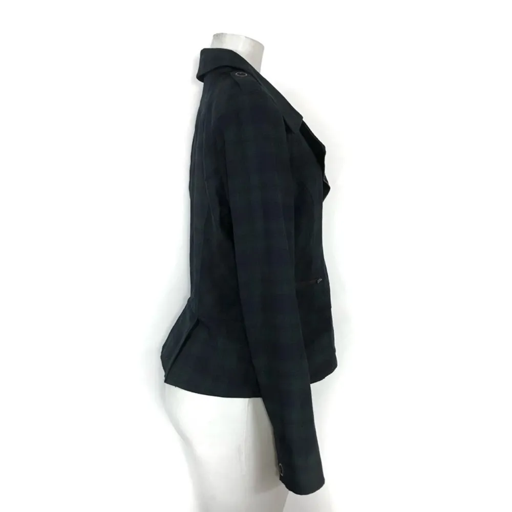 Cabi Moto Jacket Size 8 Plaid Zip Coat Tartan Green Style 3181 Casual Career - Image 4