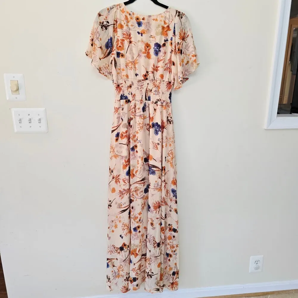 NWT BALTIC BORN April Sweetheart Autumn Bouquet Flutter Sleeve Maxi Dress Size S - Image 3