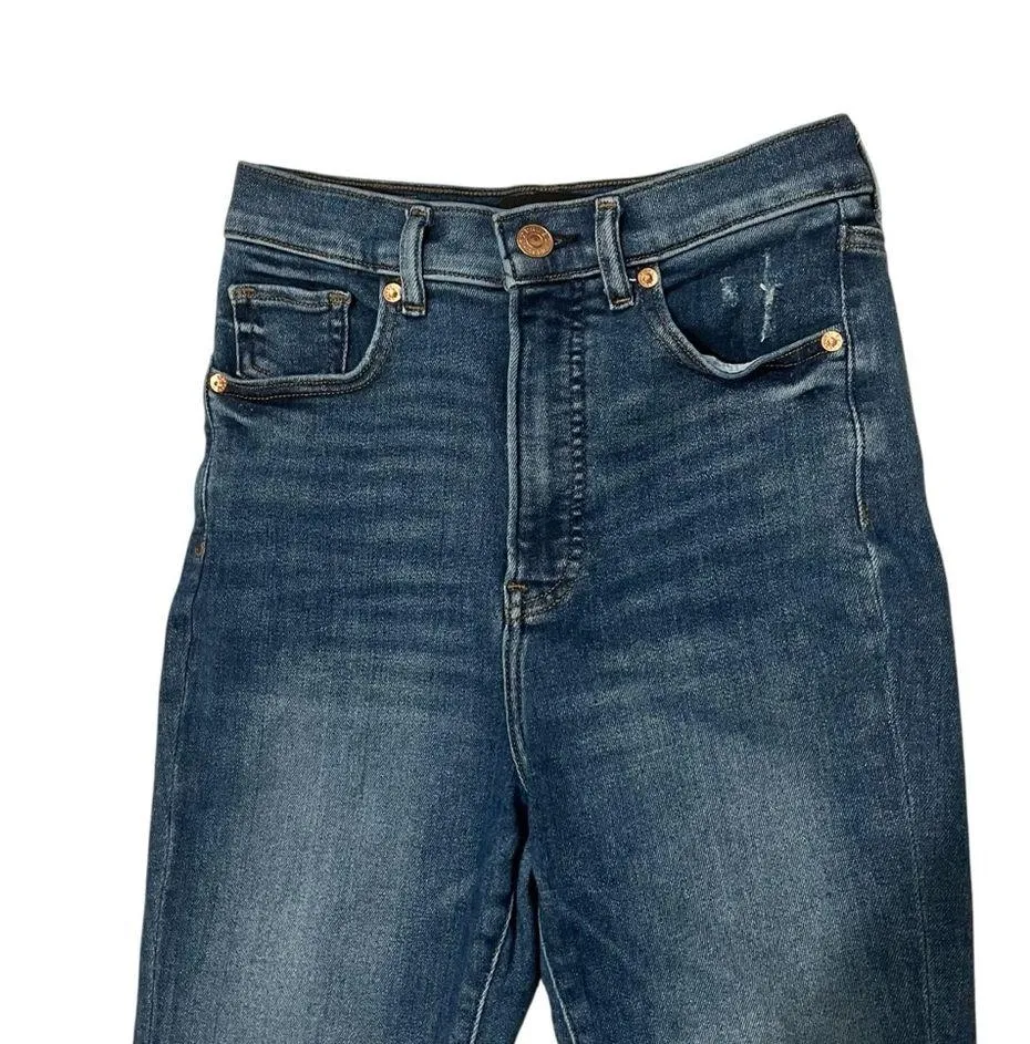 Express Slim Ankle Super High Rise Distressed Chewed Hem Jeans, Sz 2 - Image 7