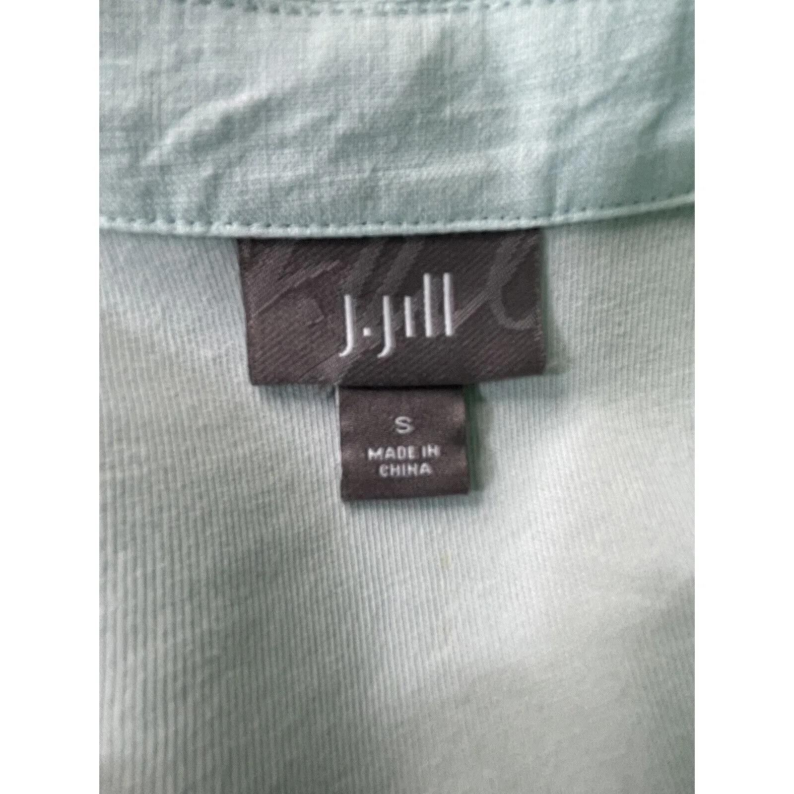J.Jill Seafoam Green Long Sleeve 3 Button Tunic Jersey Lined Linen Pockets Small - Image 7
