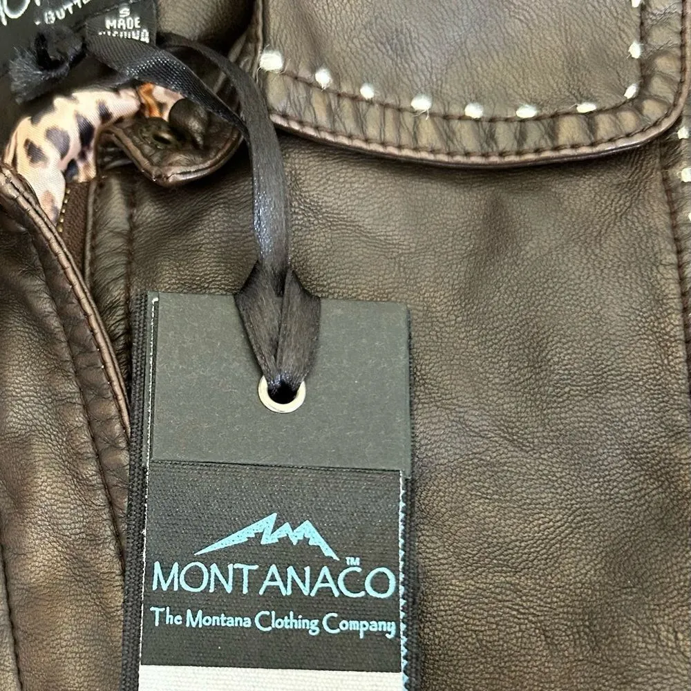 Montana Company Brown Faux Leather Western Jacket Size Small New with tags - Image 3