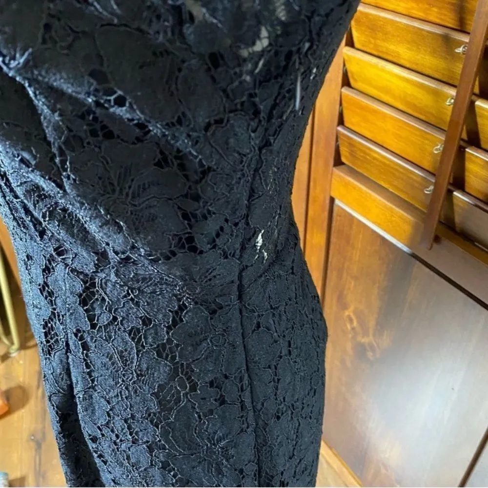 WAYF Spencer Black Lace Puff Sleeve Mini Dress - Image 8