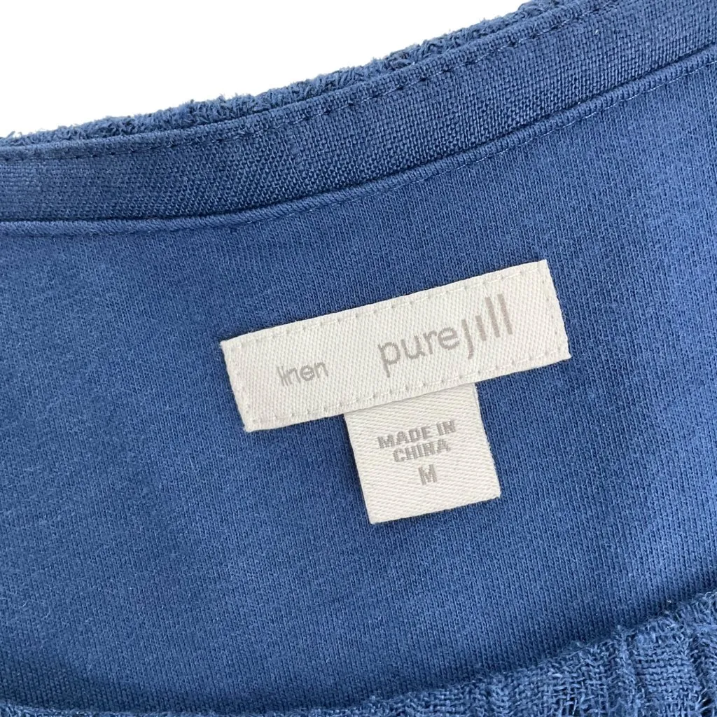 Pure Jill Womens Blue Sleeveless Layered Linen Dress M lagenlook layering boho Size M - Image 3