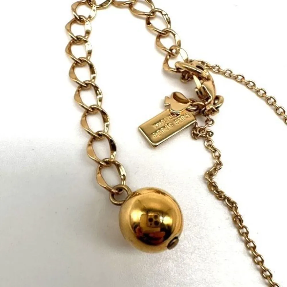 Kate spade Gold tone Signature‎ Logo Pendant Charm open spade designer necklace - Image 5