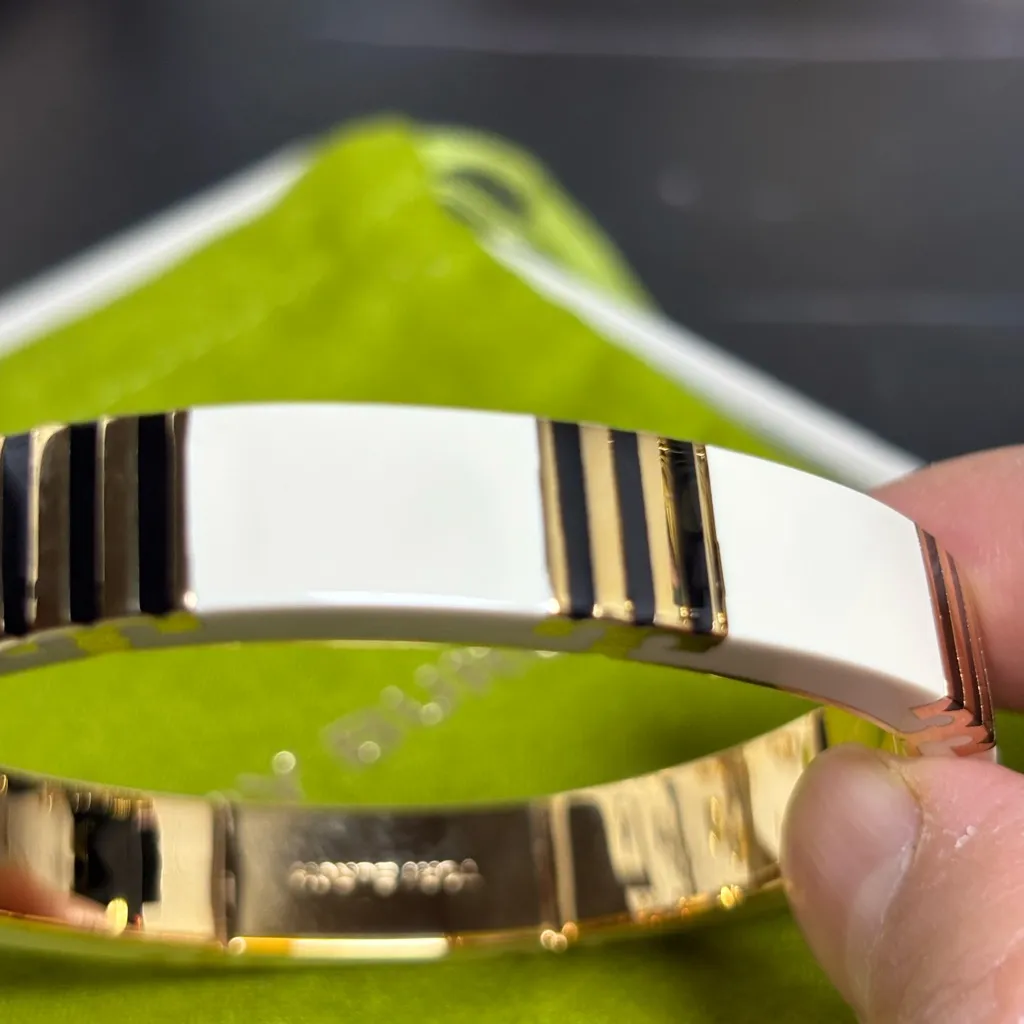 Tory Burch Gold and Ivory Enamel Bracelet - Image 6