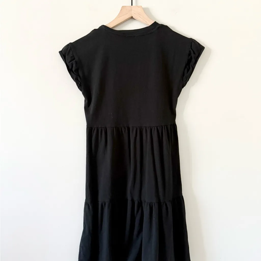 J. Crew Cotton T-Shirt Dress with Ruffle Cap Sleeve in Black Size XXS - Image 3
