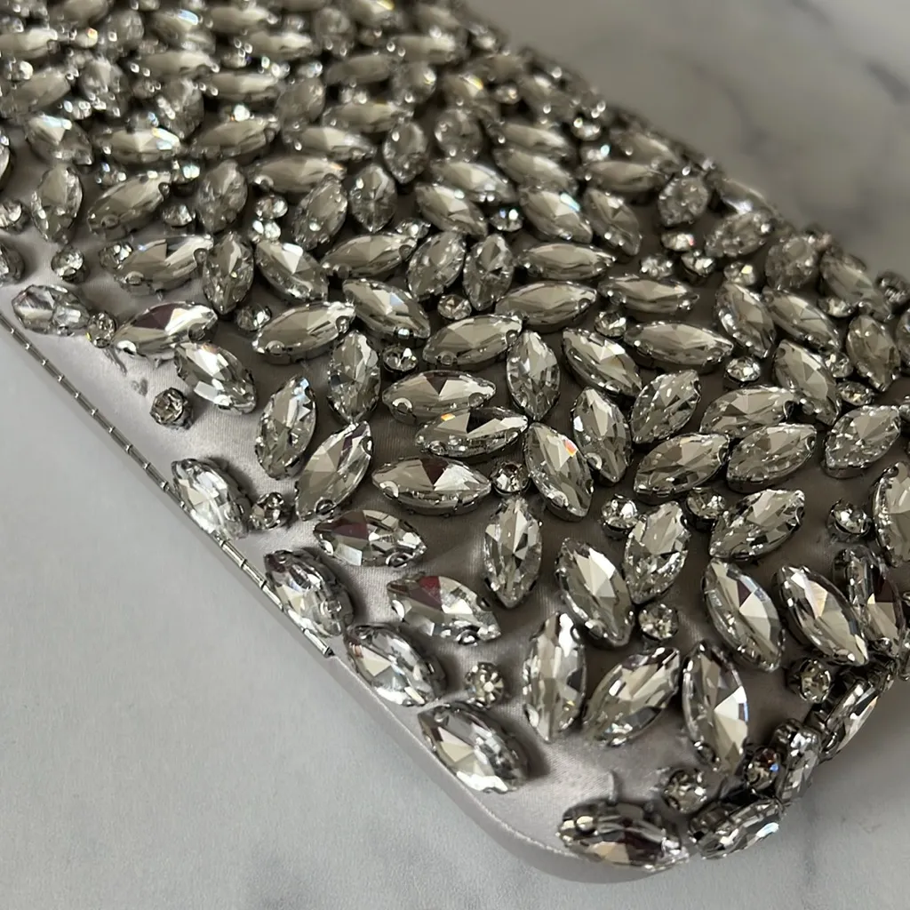 I.N.C. East West Embellished Small Minaudiere in Silver Metallic, NWT - Image 7