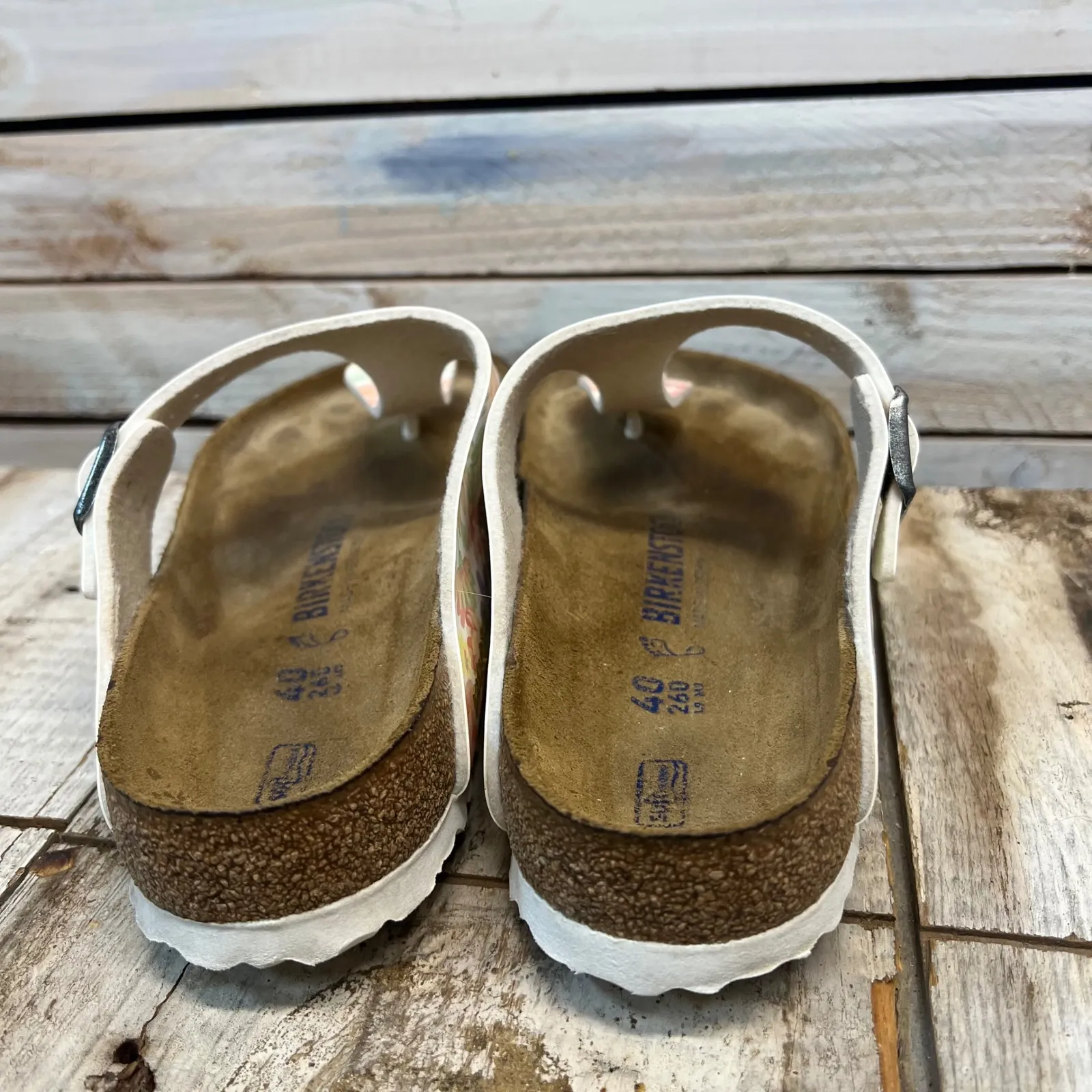 Birkenstock Gizeh Sandals Floral Print Vegan Leather Footbed Size 40 / 9 L - Image 4