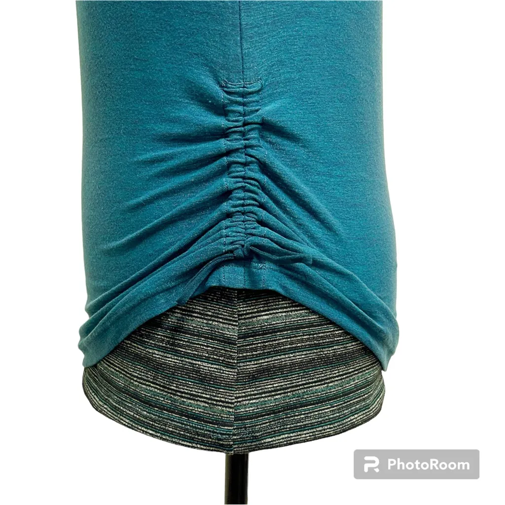 Athleta Teal Grey Black Stripe Metallic Ruched Racerback Shelf Bra Tank Small - Image 7