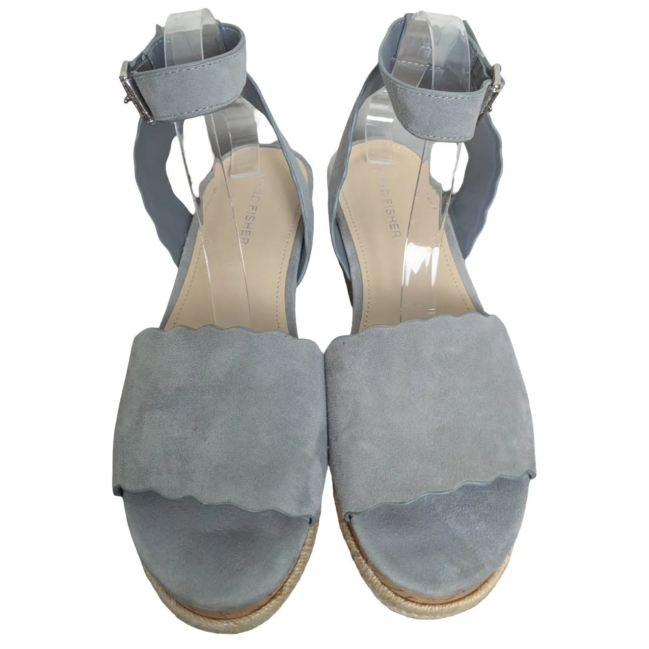 Marc Fisher Blue Suede Faitful Scalloped Wedge Espadrilles 8.5 - Image 7