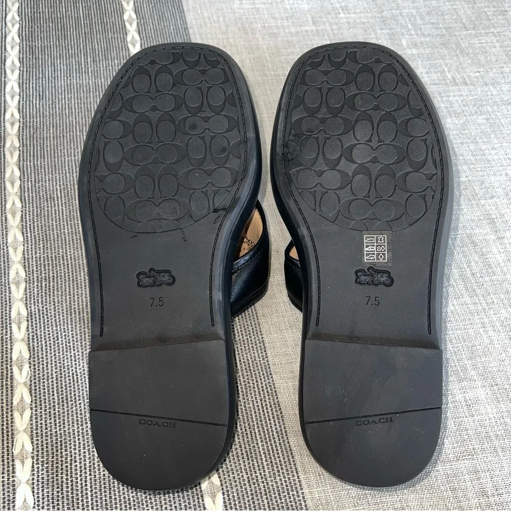 Coach Womens Sylvie Leather Black Leather Thong Flatform Sandals Shoes NWOB - Image 8