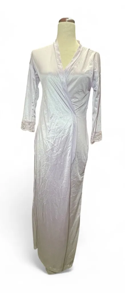 Vintage Fantasy Nightwear Lavender Robe Lace Sleeves Size Small Purple - Image 1