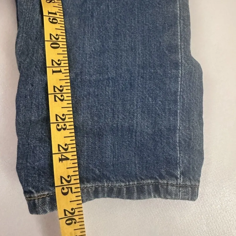 Levis Overalls Womens Small Blue Cotton Denim Bib Straight Leg Distressed Jeans - Image 12