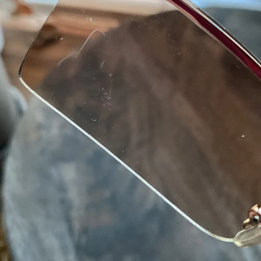 Women’s retro  UV400 rimless sunglasses Gold tan rectangular lightweight - Image 8