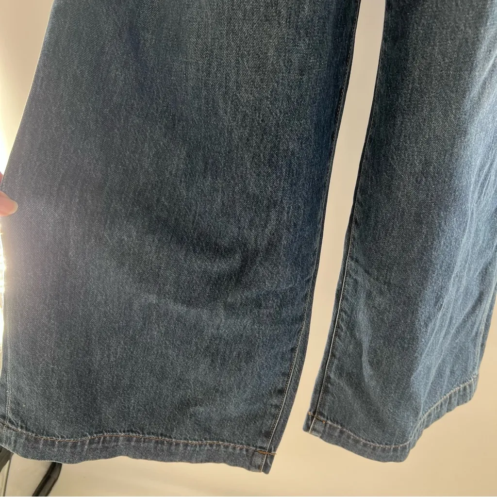 Madewell The Hallow Wide-Leg High Rise Pleat Front Dark Wash Blue Jeans-Size 31 - Image 3