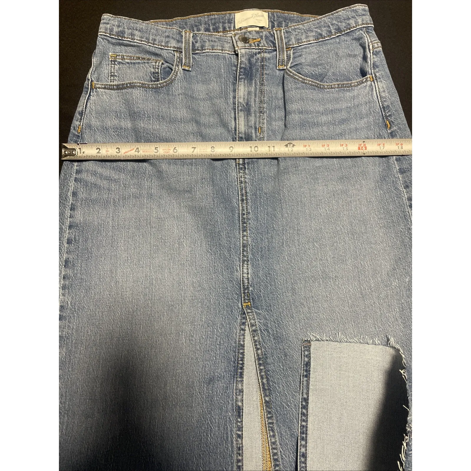 Universal Trends Thread Light Wash Denim Maxi Skirt Size 8 - Image 6