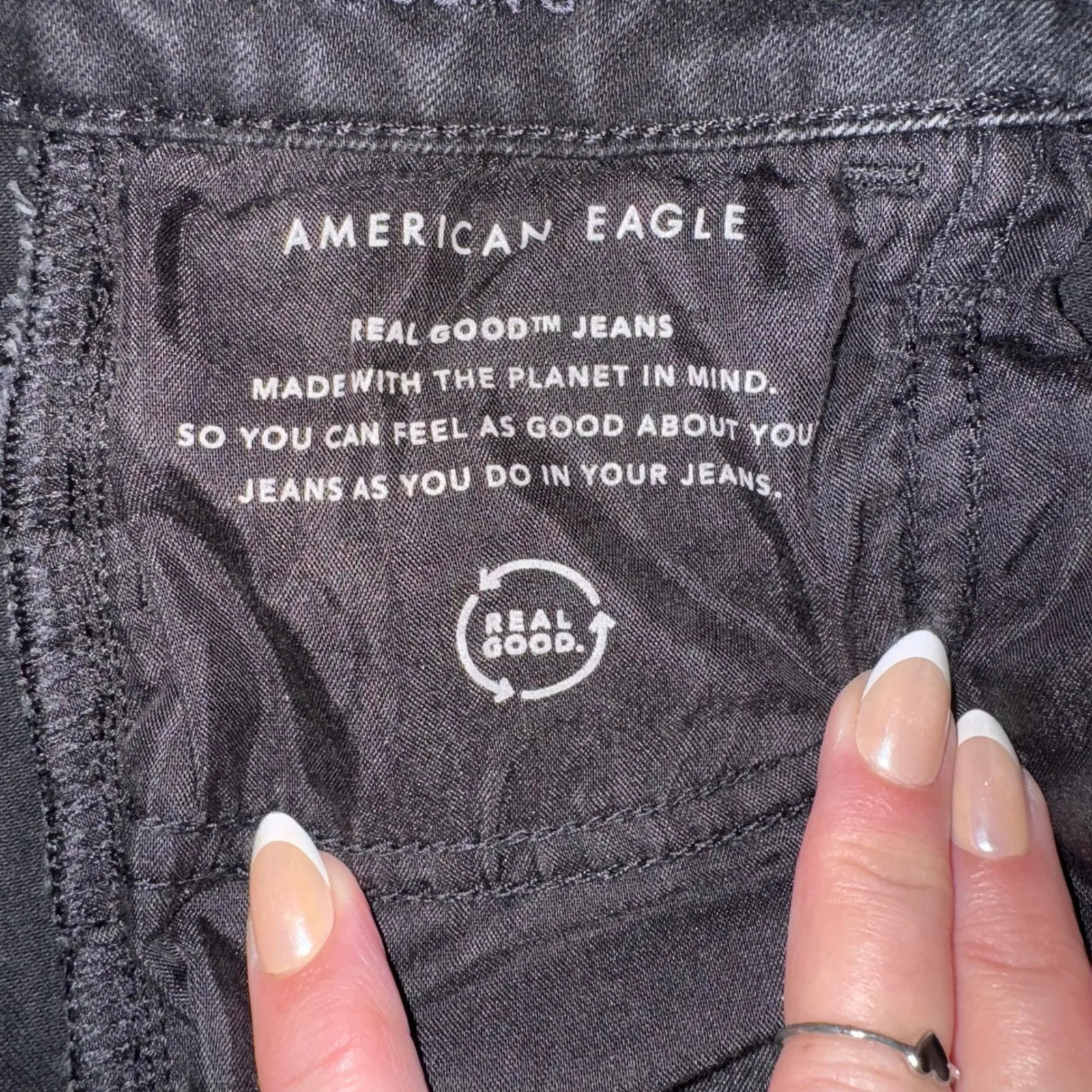 American Eagle Black Wash High Waisted Ripped Distressed Skinny Jeans Size 2 - Image 8