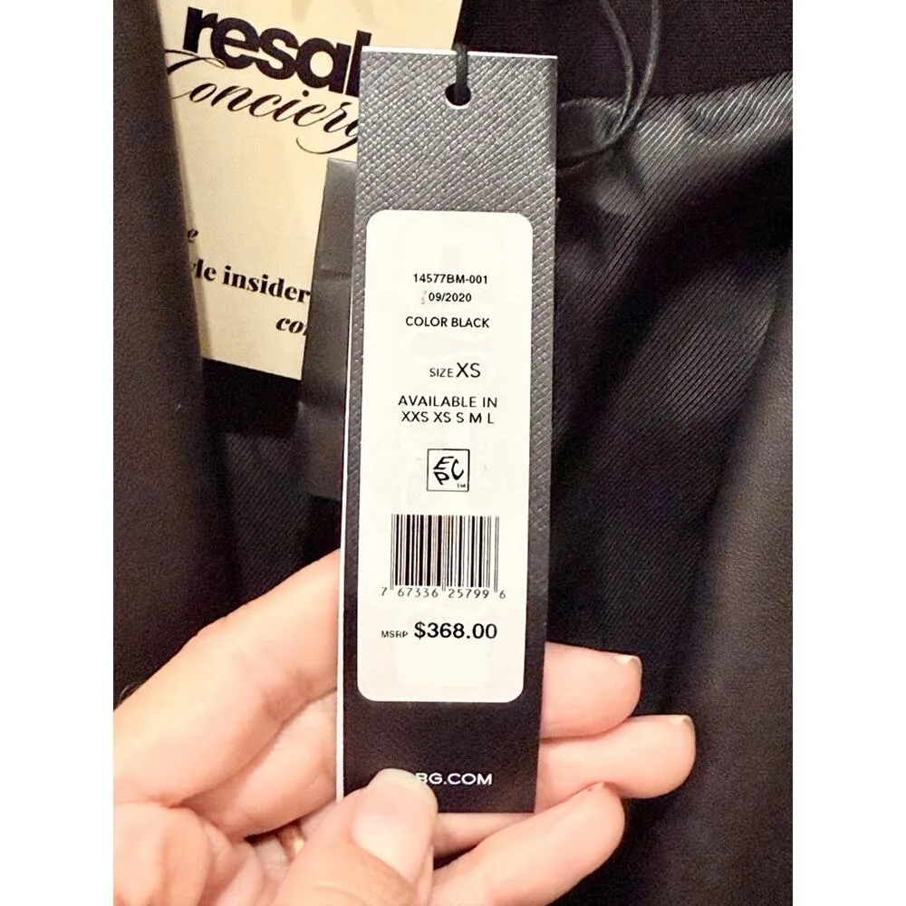 NWT BCBGMAXAZRIA Peak Lapel Single Breasted Trench Coat Jacket Black Women's XS - Image 5