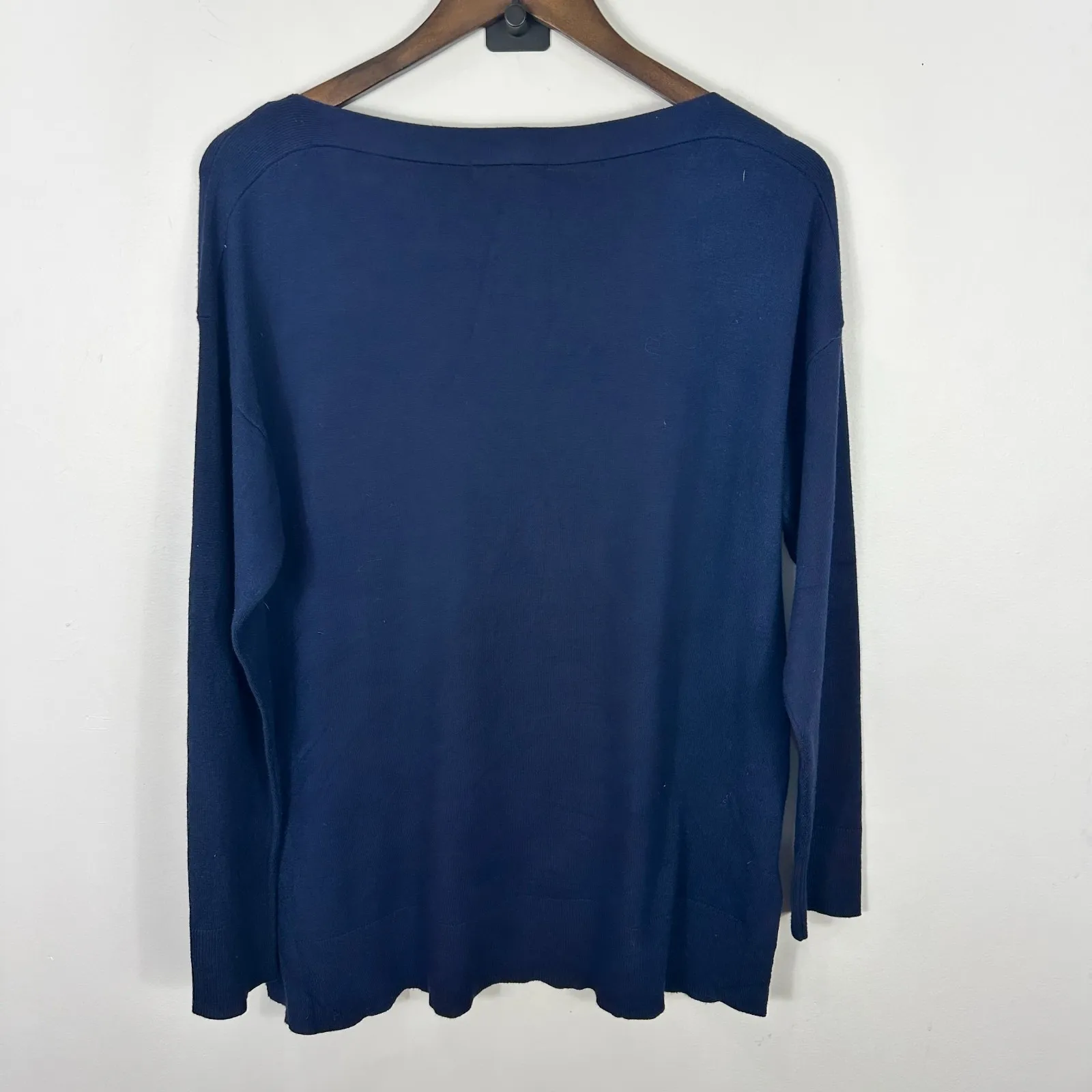 Roz & Ali L Navy Blue Floral Sweater Top Long Sleeve Boho Cottagecore Chic - Image 2