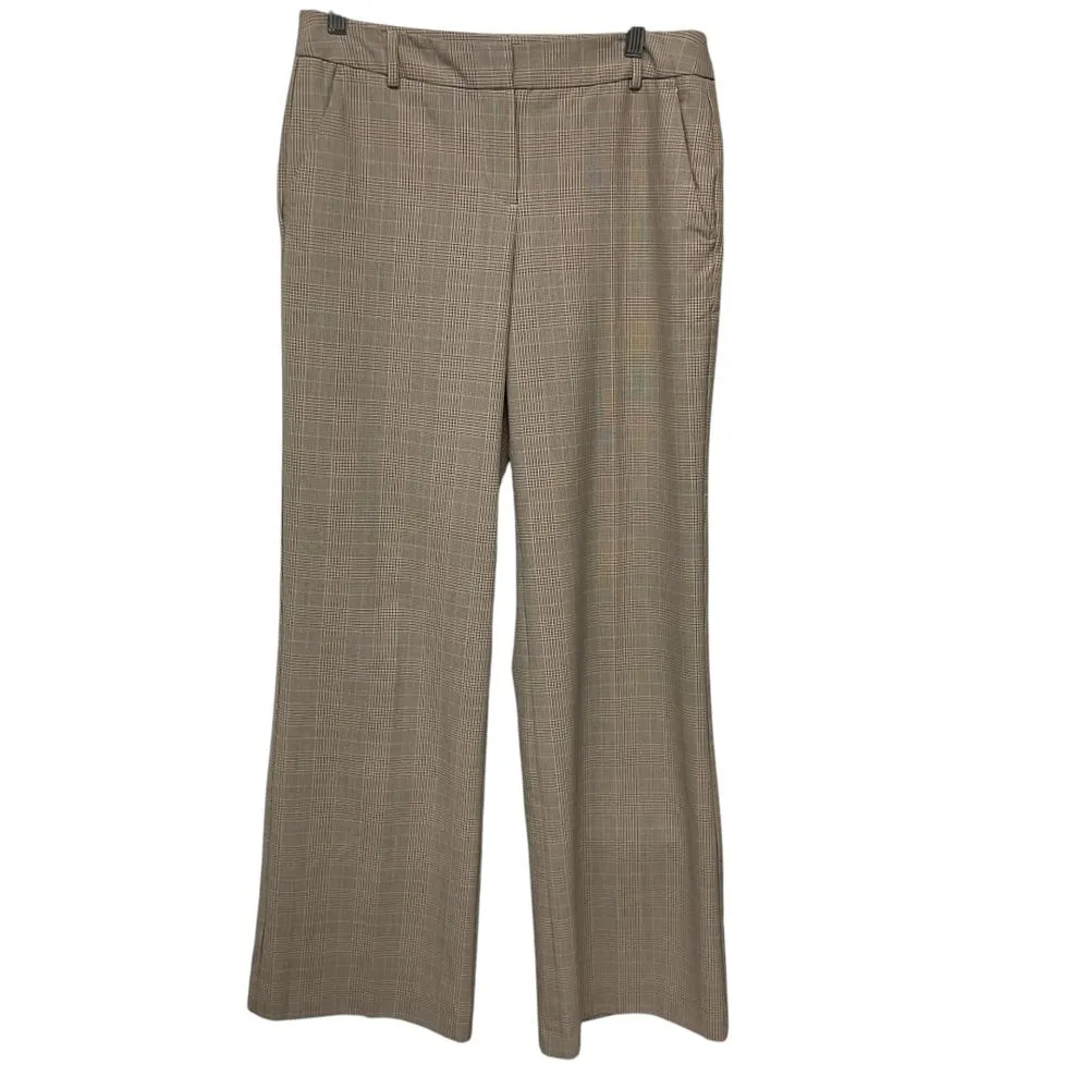 Liz Claiborne Women's Wide Leg Plaid‎ Trouser Pants Sz 8 Taupe Brown Business - Image 3