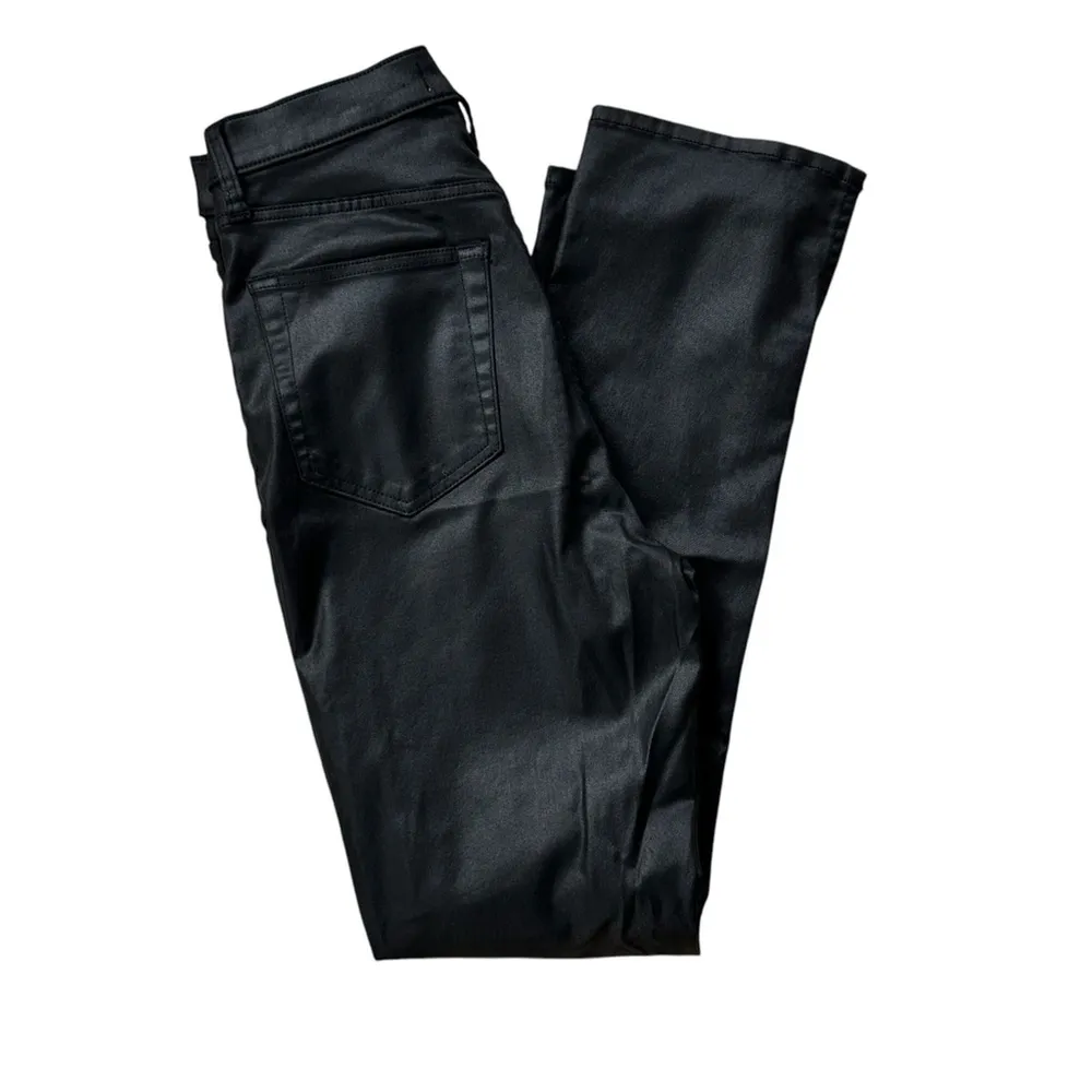 Abercrombie & Fitch Hi-Rise Curve Love 90s Slim Straight Jeans Coated Black 10R - Image 4
