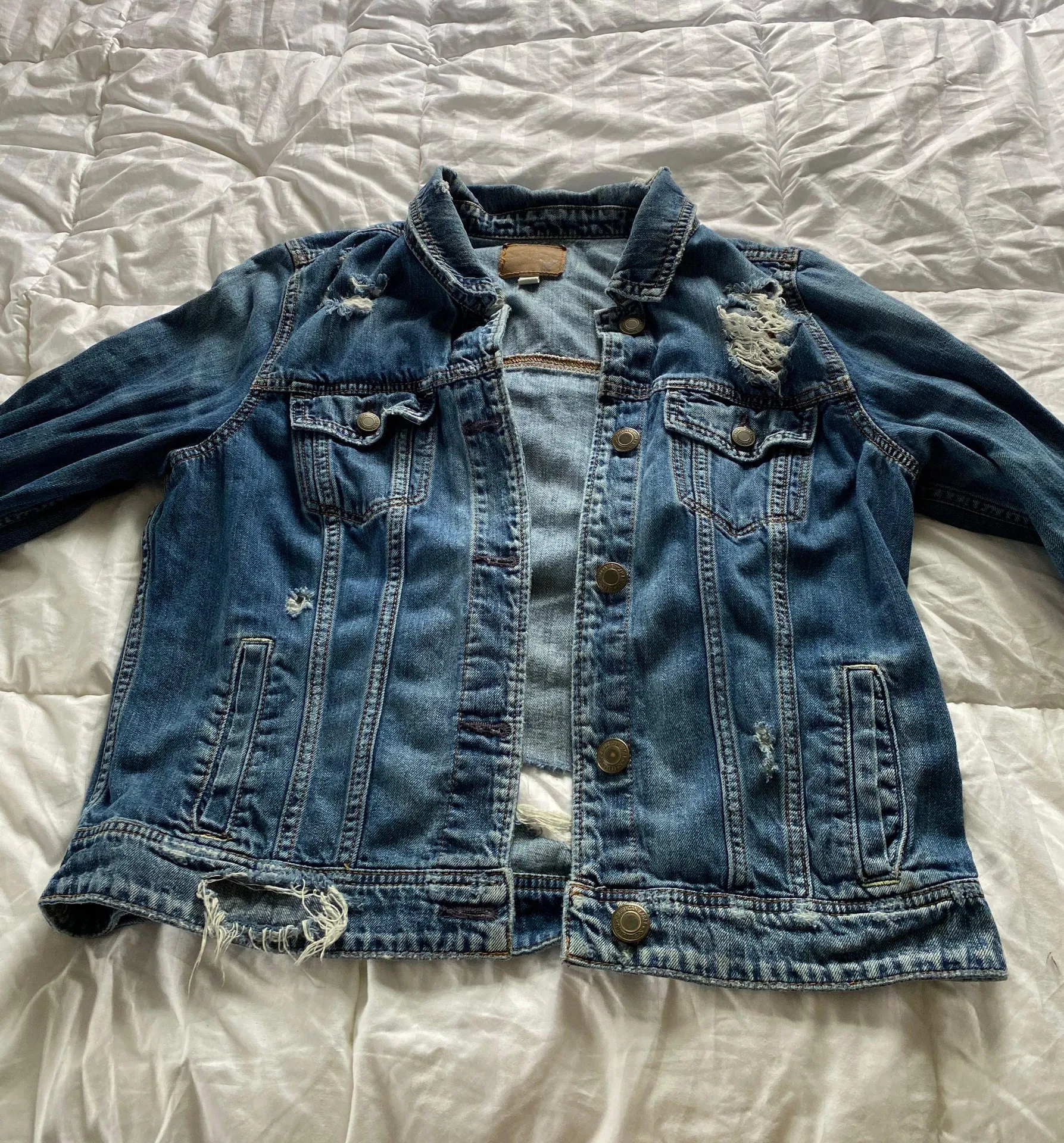 American Eagle Outfitters Ripped Denim Jacket - Image 2