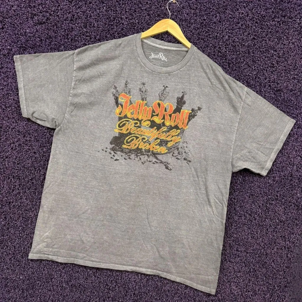  Jelly Roll Beautifully Broken Crown Country Pop T-Shirt XL - Image 3