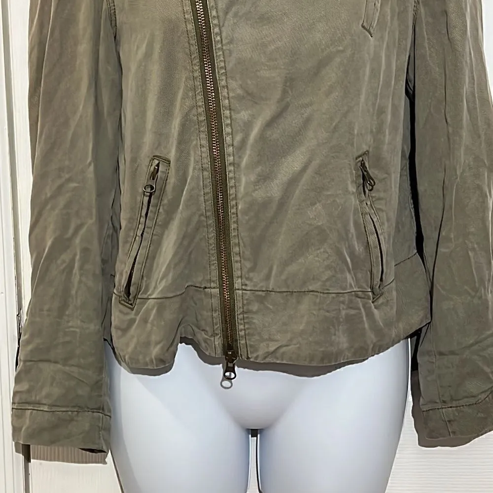 Pistola Revolve Bowie Moto Swing Jacket 100% Tencel Hi-Lo Hem Military size S - Image 7