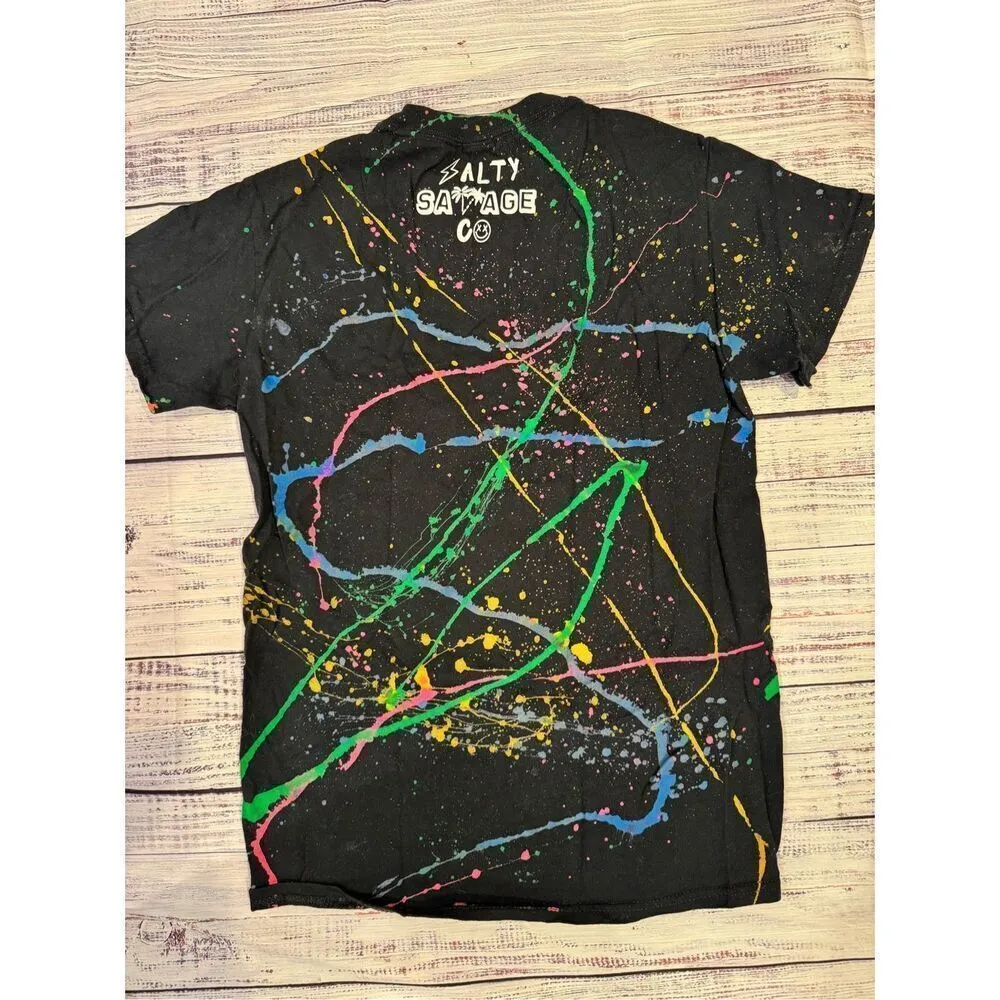 Salty Savage Unisex Colorful Paint Splatter Smiley Short Sleeve T - Image 4