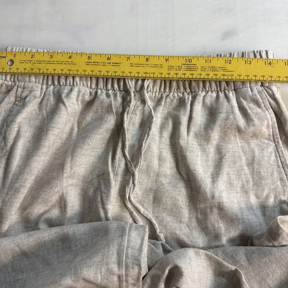 Banana Republic Wide Leg Crop Pull On Pants Small Petite NWT Linen Blend Beige - Image 11