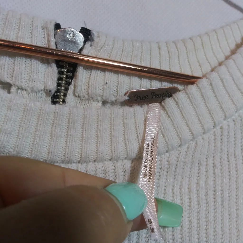 Free People Striped Color Block Long Bell Sleeve Linen Sweater Mini Dress Size M - Image 7