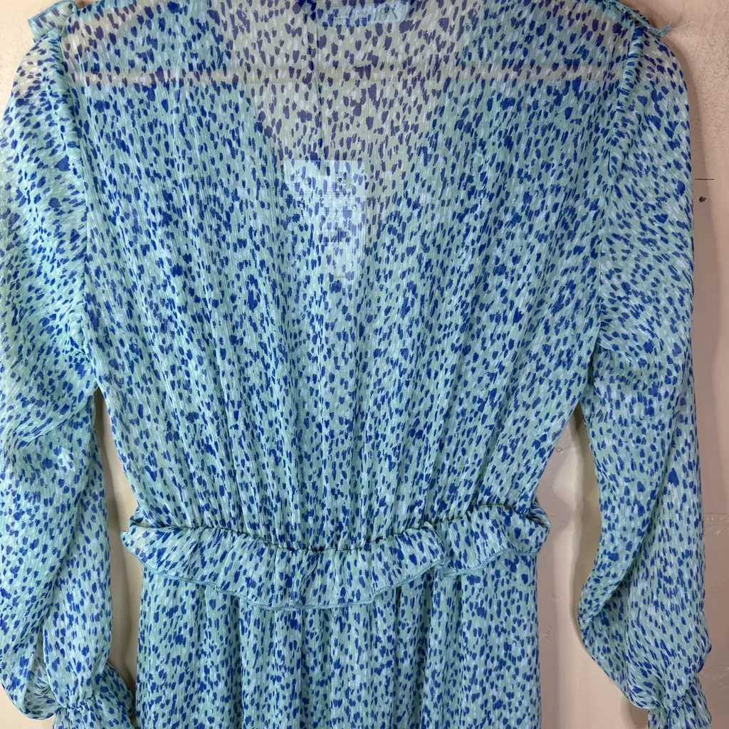NWT‎ ZARA RUFFLED PRINTED MIDI BLUE GREEN DRESS BLOGGERS SIZE SMALL Cottagecore - Image 5