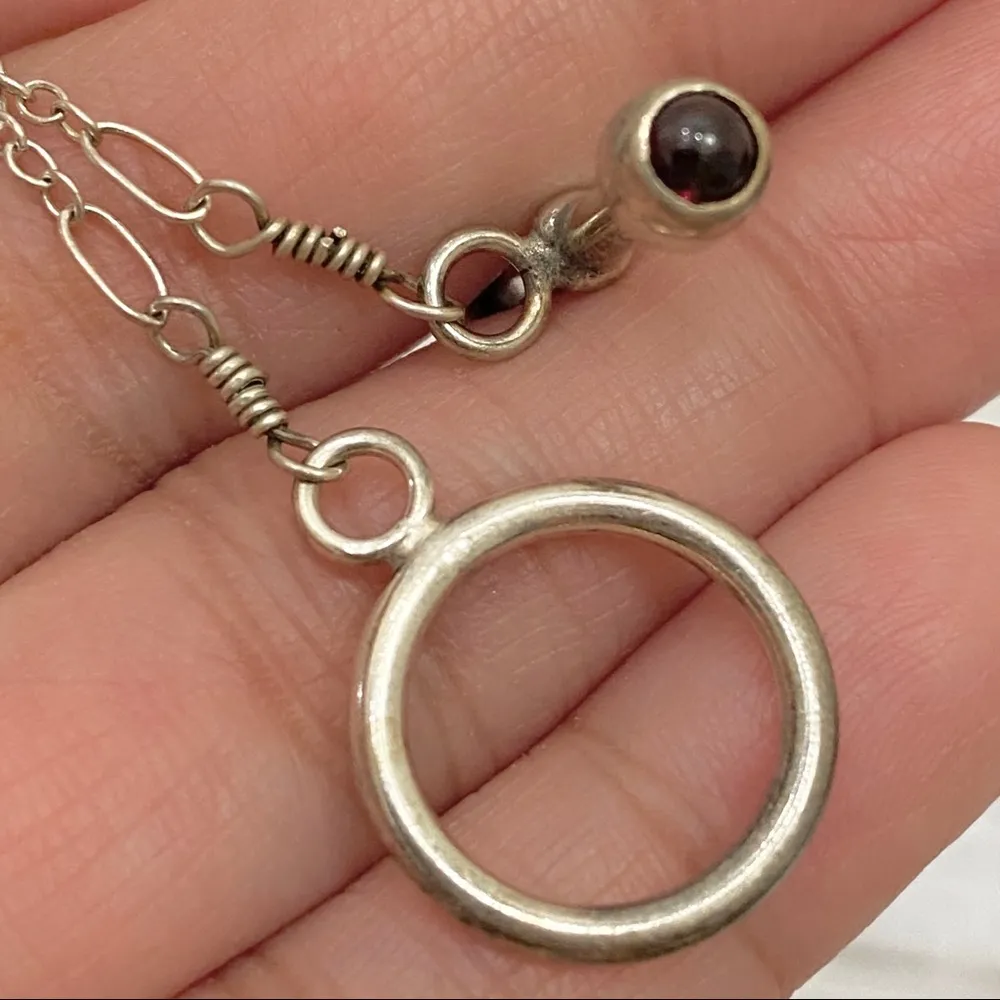 Garnet stone Pendant Silver Necklace - Image 6