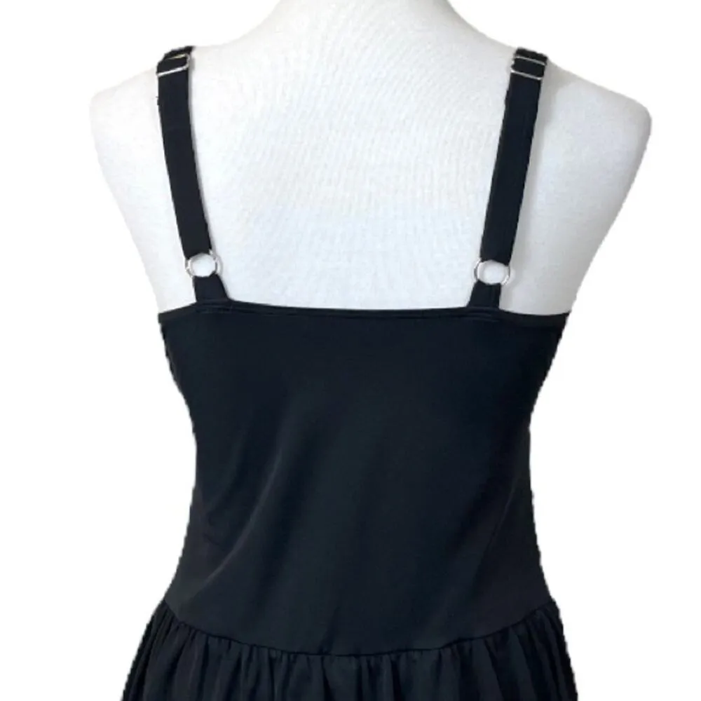 D & Co. Women's Beach Ruched Waist Black Swimsuit Dress Adjustable Size 12 - Image 8