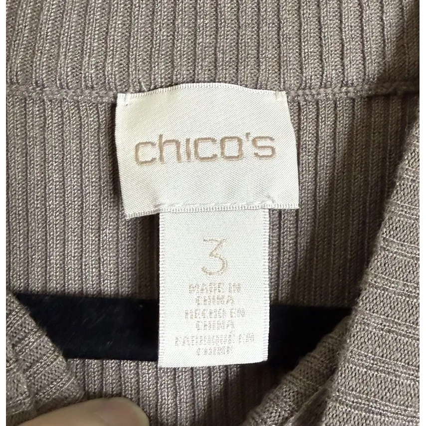 Chicos 3 US XL Brown Knit Cowl Neck Sweater Top Preppy Layer‎ Classic Career - Image 3