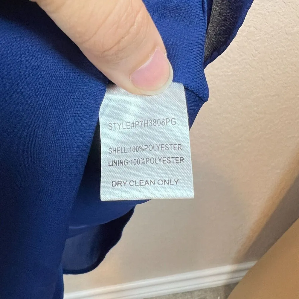 Parker Tiered Mini Dress Small Cobalt Blue Layered Halter Neck Fairy - Image 4