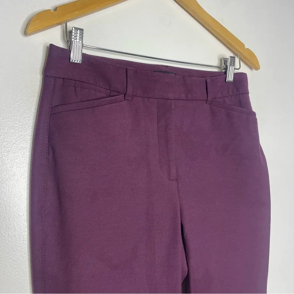 White House Black Market Purple Slim Boot Trouser Pants Size 6 Short - Image 2