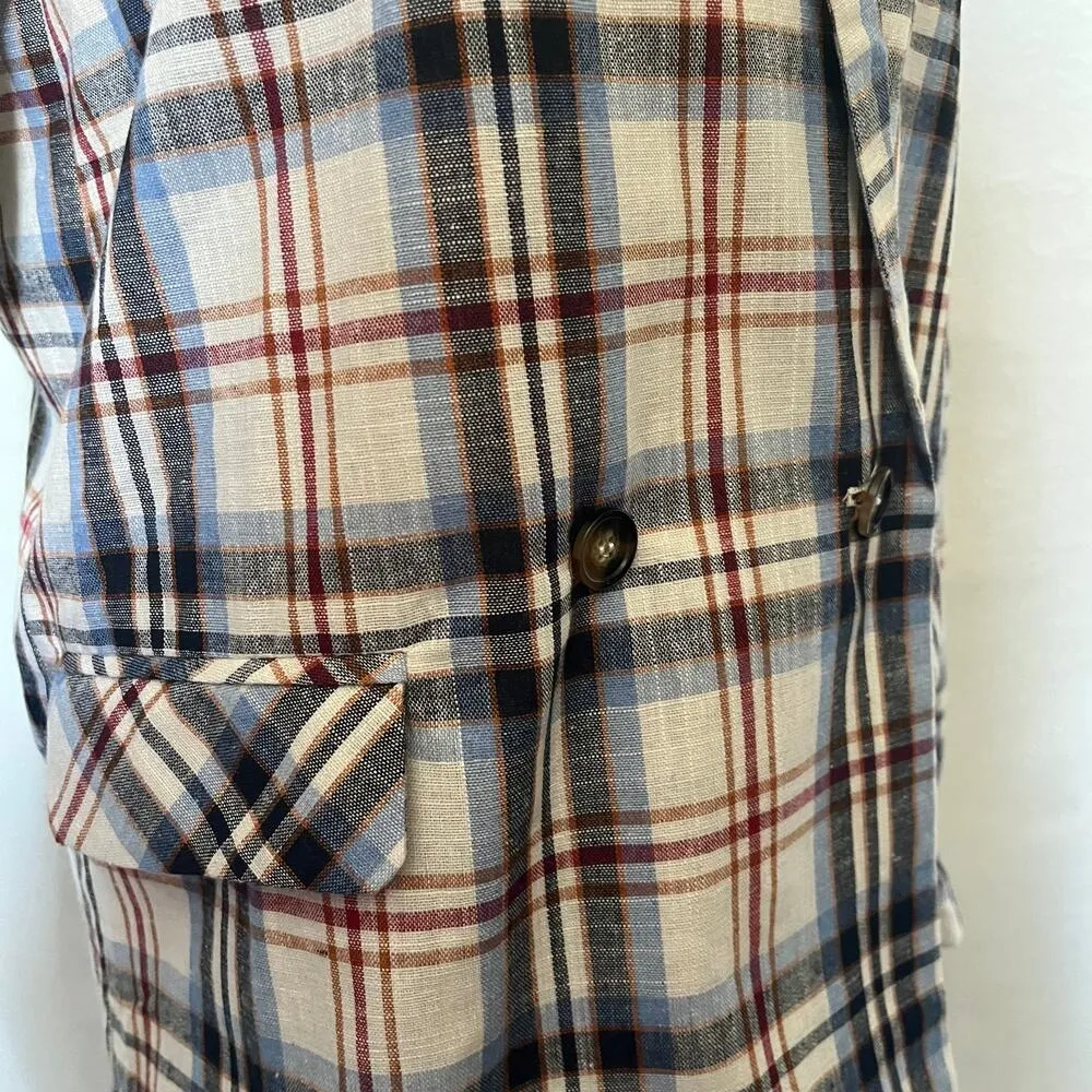 Gilli Plaid Women Blazer Sz S Preppy One Button Academia Checkered Soft Girl Y2K Blue - Image 5