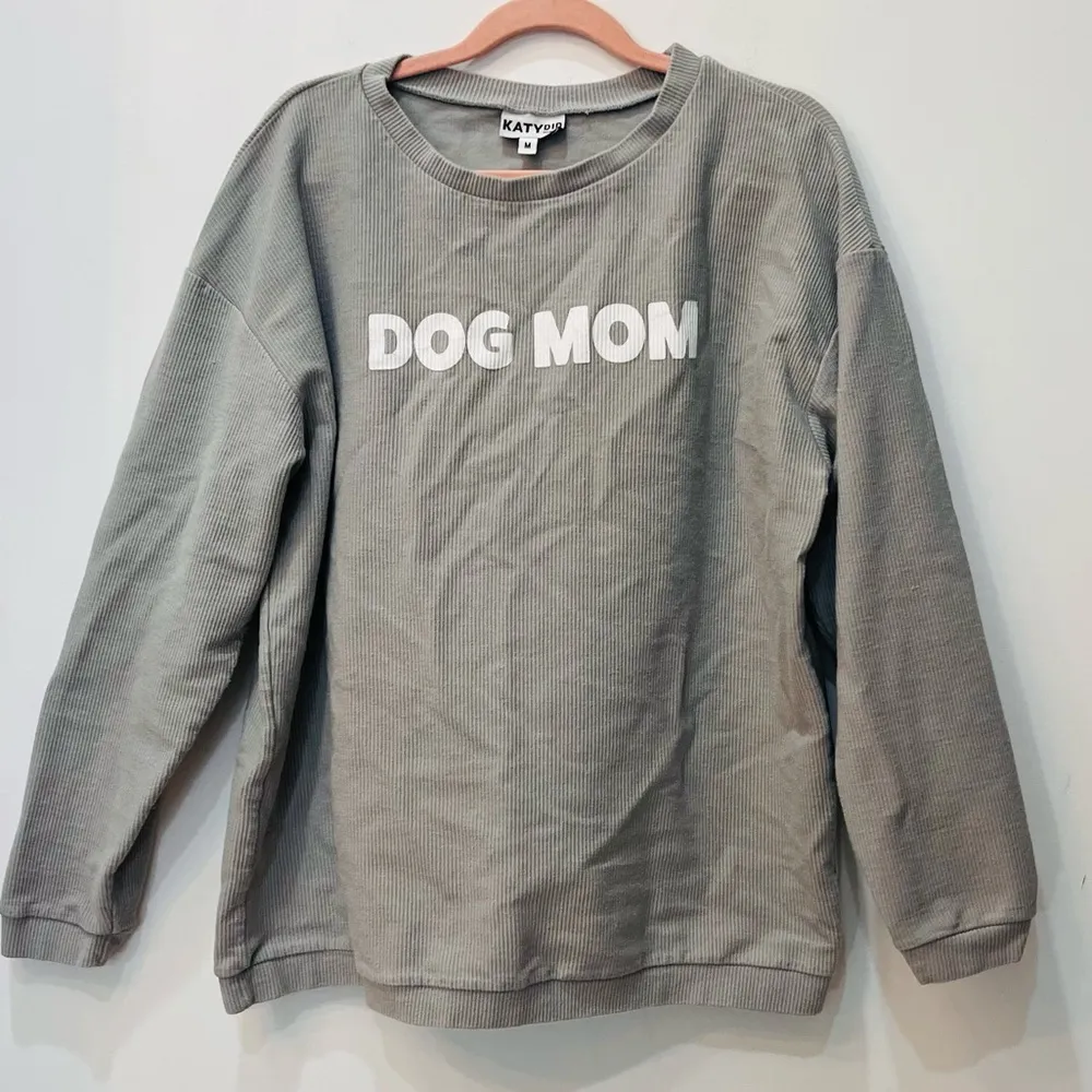 Katydid DOG MOM CORDED CREW SWEATSHIRT gray  sz Medium - Image 2
